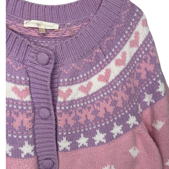 LoveShackFancy Amalo Boyfriend Cardigan Sweater Macaron Pink heart bow size XL - Picture 8 of 16